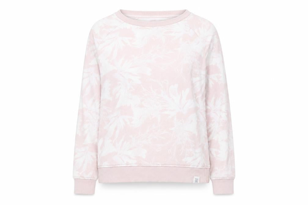 Front view of FatFace Women's Pink Floral Pullover Sweatshirt, size 8
