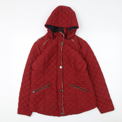 Cotton Traders Women's Red Quilted Puffer Jacket Size 14