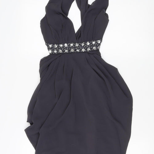 Lipsy Women's Black Halter Bodycon Dress Size 8 Party