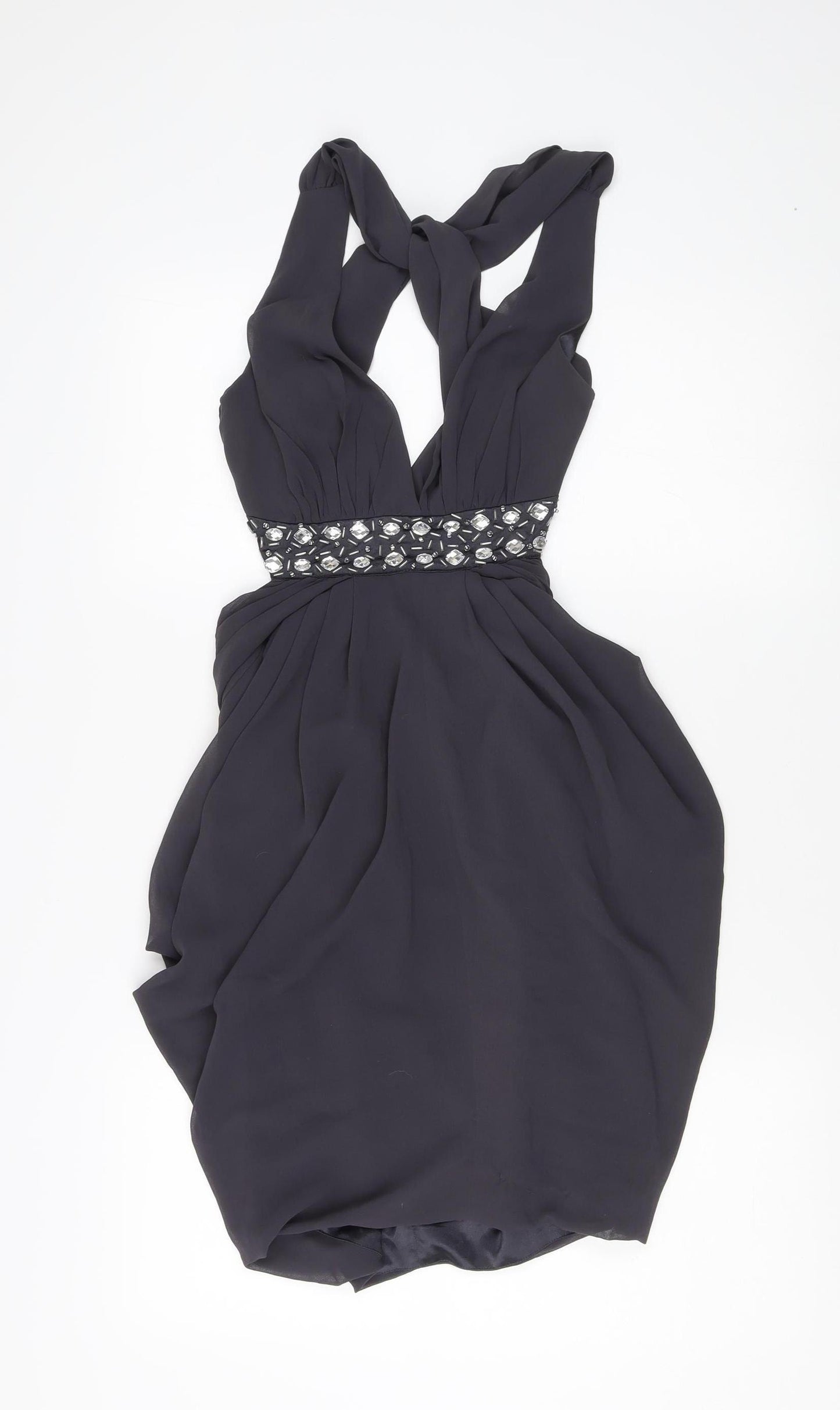 Lipsy Women's Black Halter Bodycon Dress Size 8 Party
