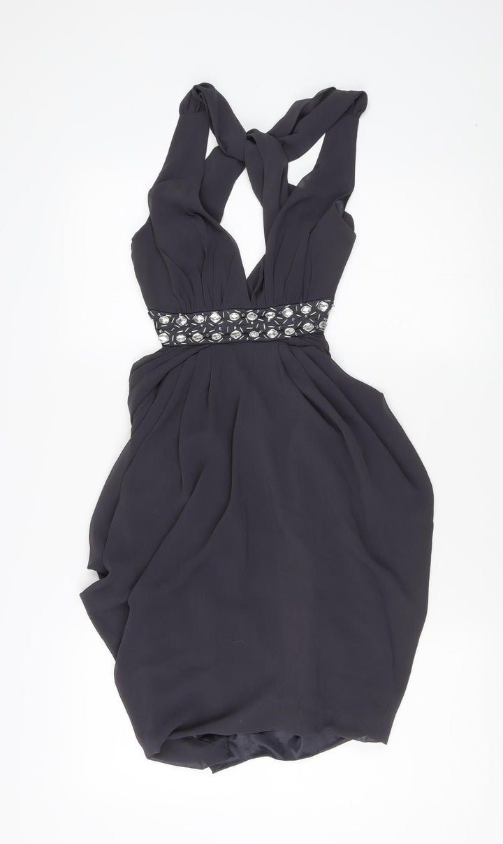 Lipsy Women's Black Halter Bodycon Dress Size 8 Party