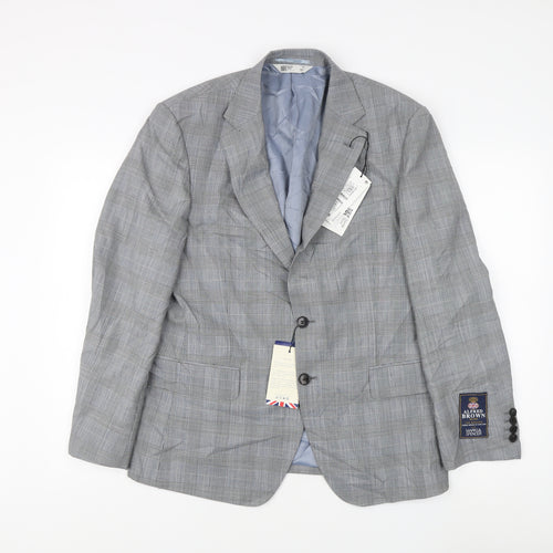 Marks and Spencer Men's Grey Check Blazer, 40