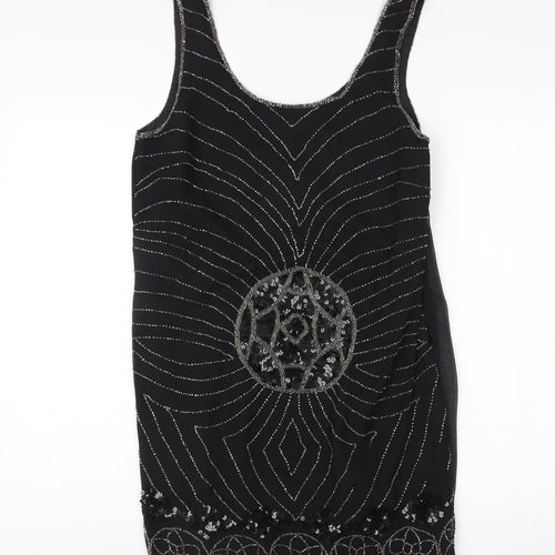 AX Paris Women's Black Sequined Sleeveless Dress Size 14