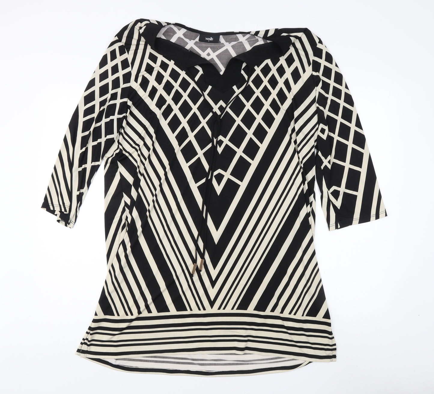 Wallis Women’s Black Geometric Viscose Dress L