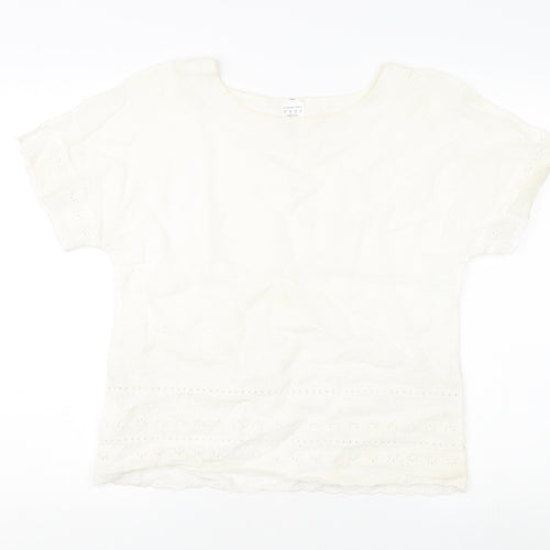 Lands' End Women's Ivory Linen Blouse Size 8