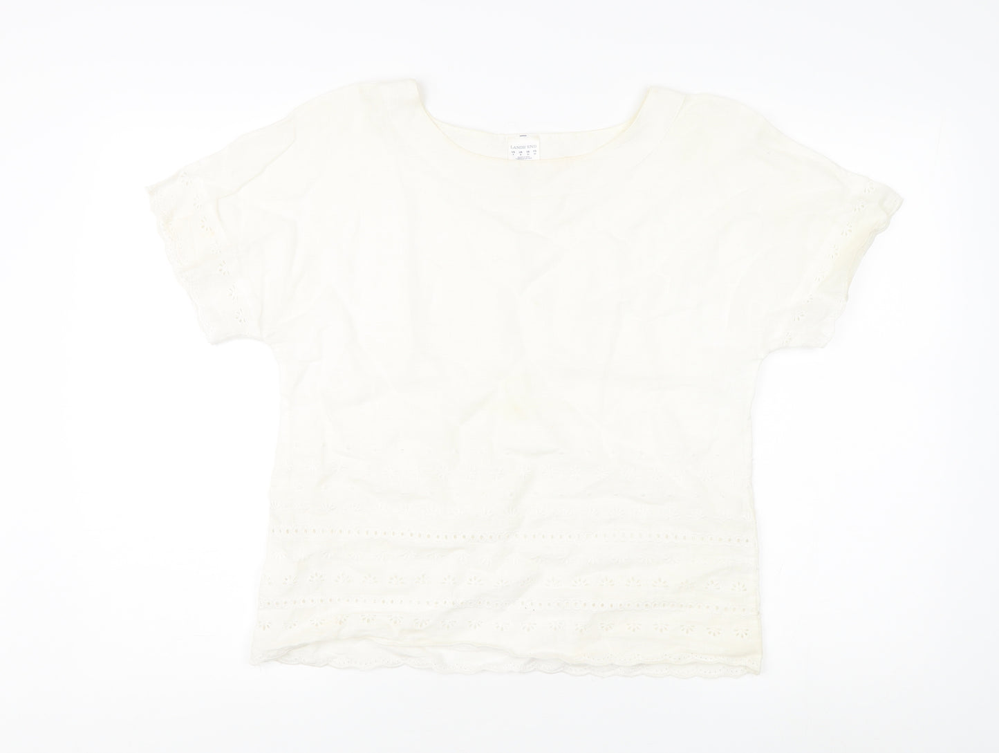 Lands' End Women's Ivory Linen Blouse Size 8