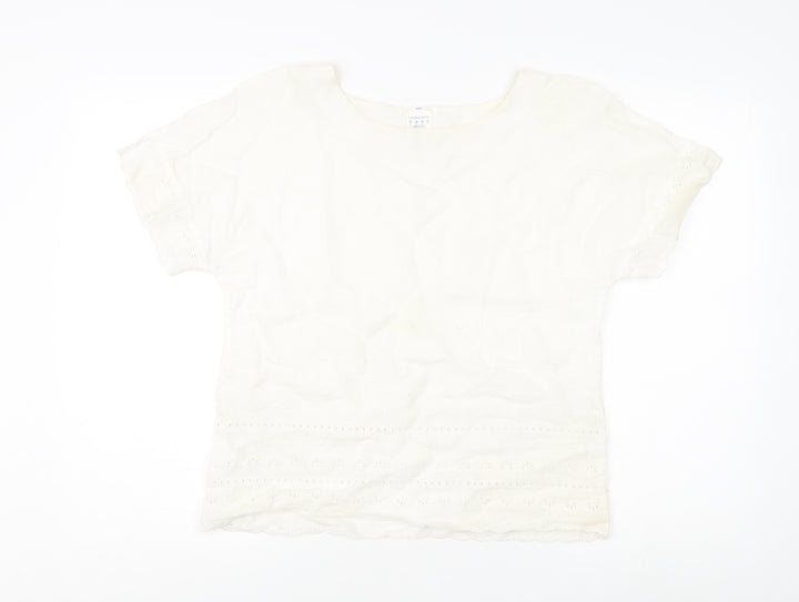 Lands' End Women's Ivory Linen Blouse Size 8