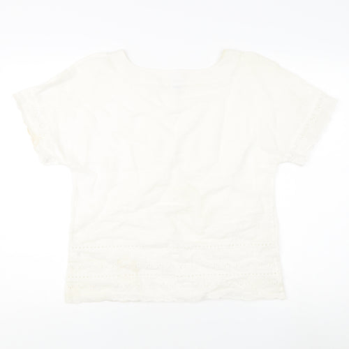 Lands' End Women's Ivory Linen Blouse Size 8