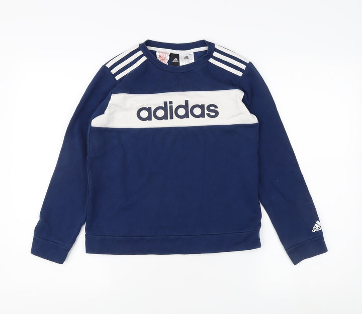 Adidas Boys Blue Crew Neck Sweatshirt 9-10Y Graphic Print