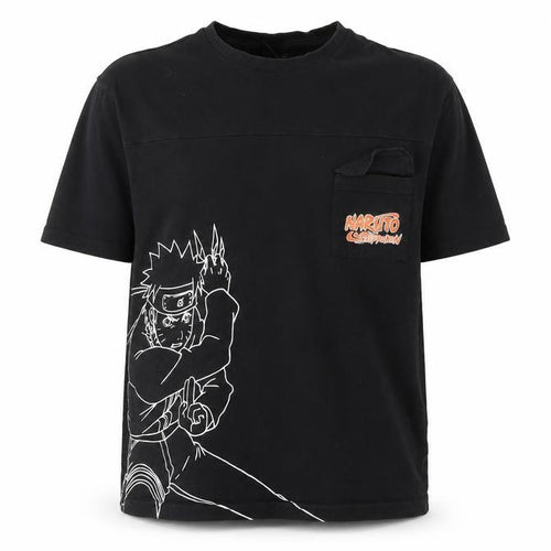 Boys Black Naruto Anime T-Shirt, Size 11 Years, Graphic Print