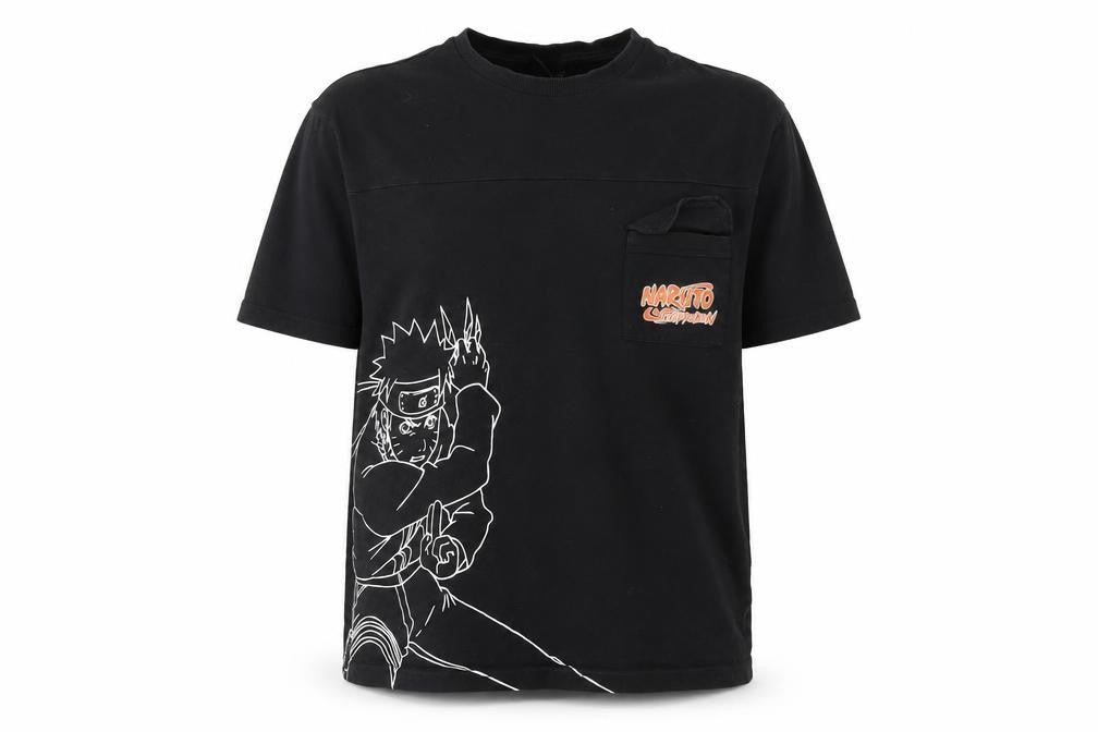 Boys Black Naruto Anime T-Shirt, Size 11 Years, Graphic Print