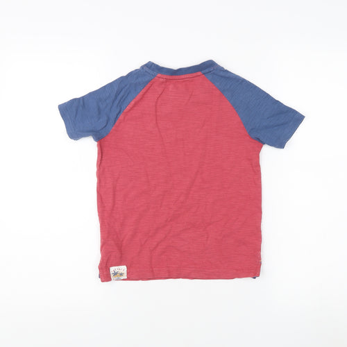 FatFace Boys Colourblock T-Shirt, 5-6 Yrs, Red/Blue, Casual