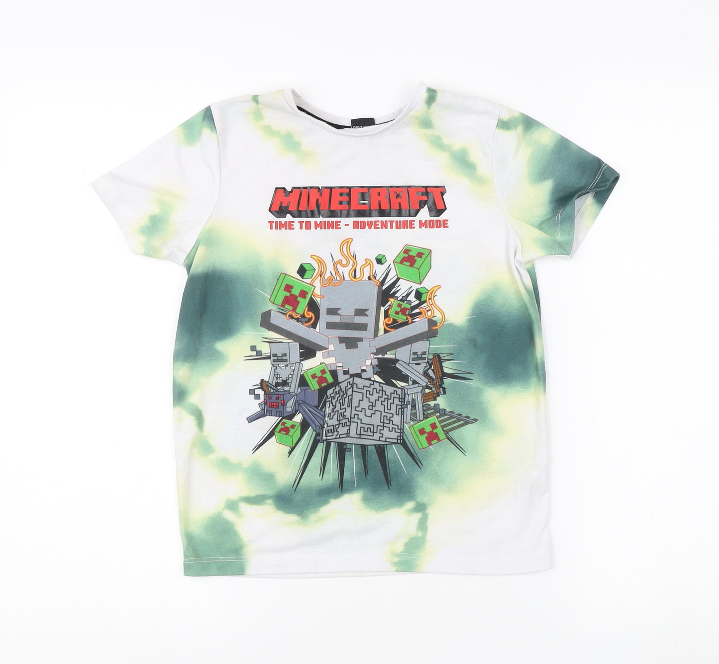 George Boys Green Minecraft T-Shirt 8-9 Years Graphic Print