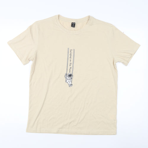 Mindful Men's Beige Graphic Print T-Shirt S