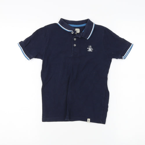 Penguin Boys Blue Polo Shirt, Size 7-8Y, Short Sleeve