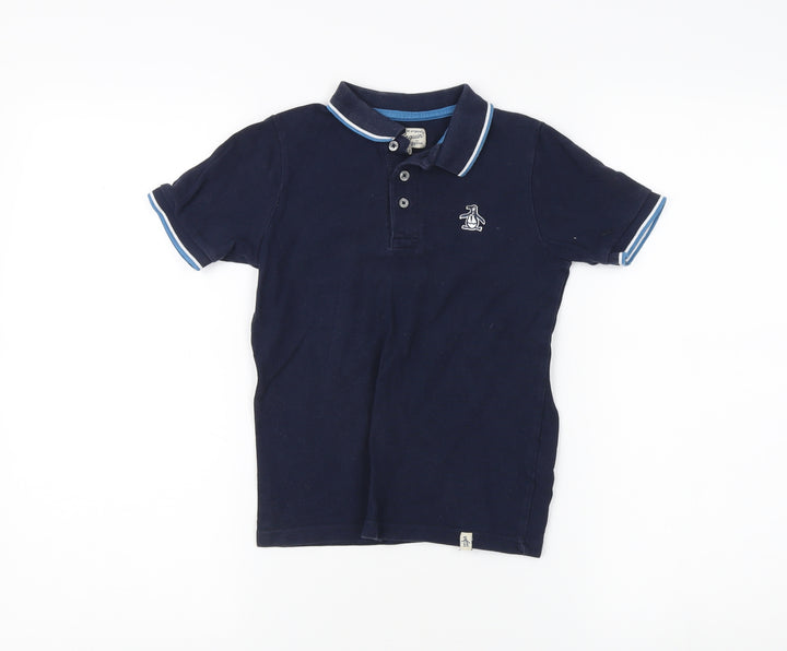 Penguin Boys Blue Polo Shirt, Size 7-8Y, Short Sleeve