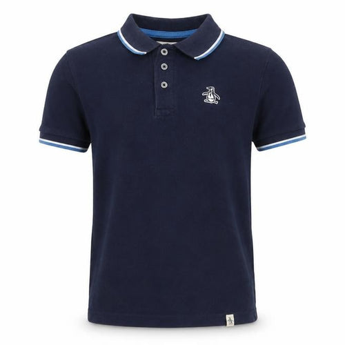 Penguin Boys Blue Polo Shirt, Size 7-8Y, Short Sleeve