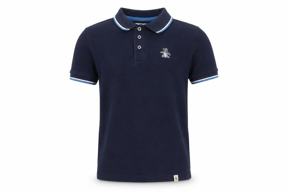 Penguin Boys Blue Polo Shirt, Size 7-8Y, Short Sleeve