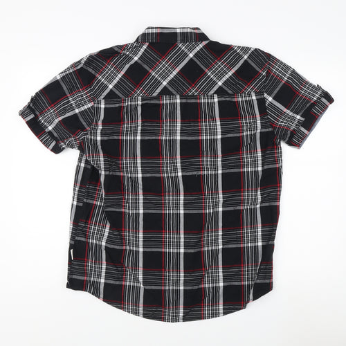 Lee Cooper Men's Black Plaid Short Sleeve Shirt L