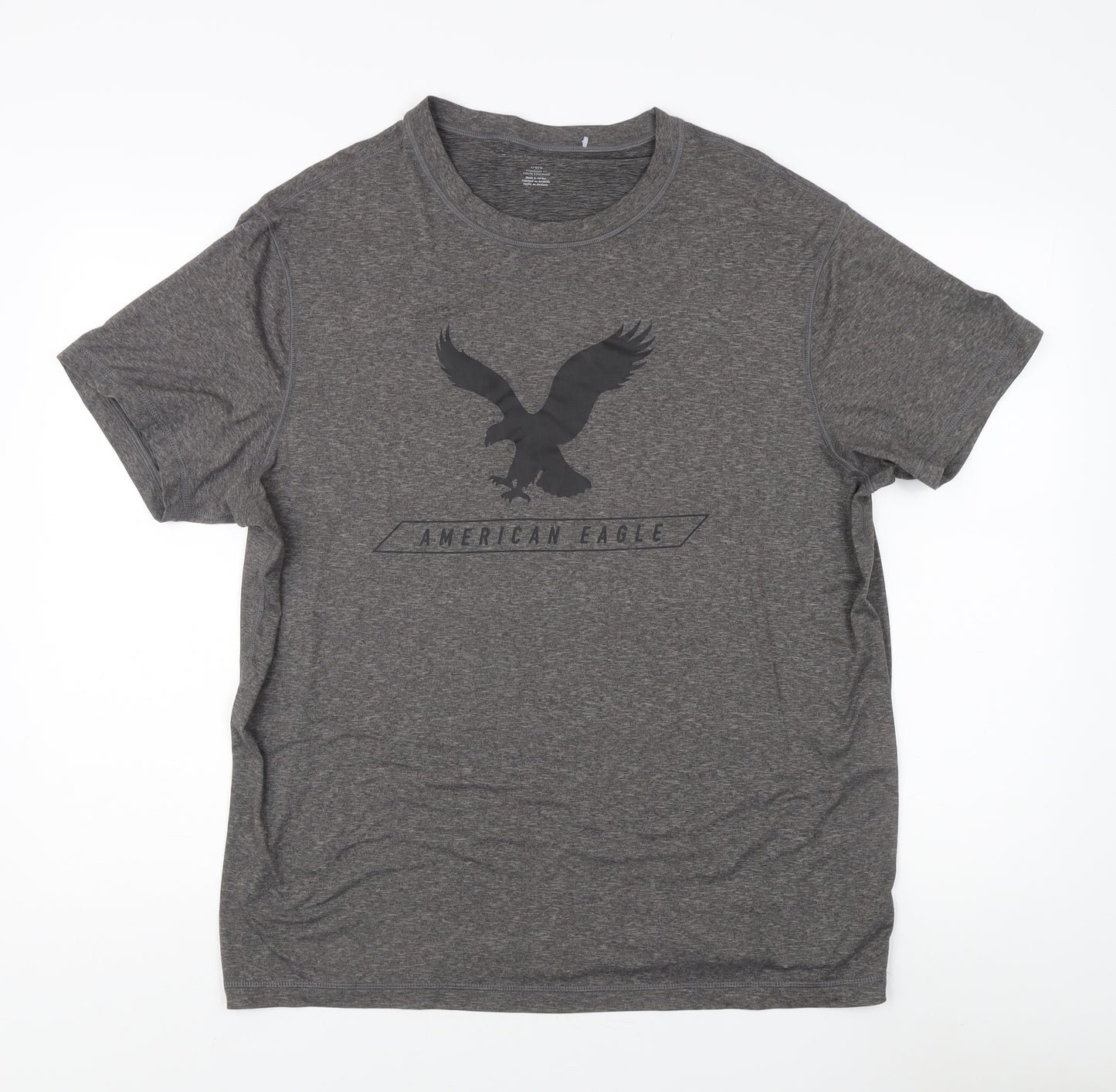 American Eagle Men's Grey Logo T-Shirt Size L Regular Fit
