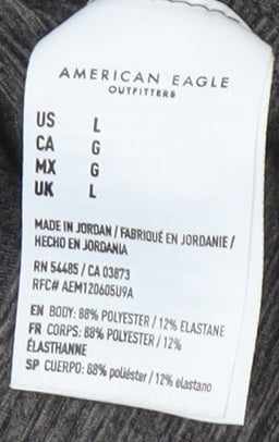 American Eagle Men's Grey Logo T-Shirt Size L Regular Fit
