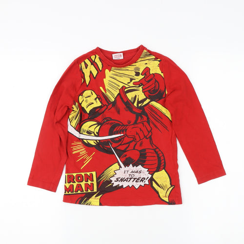 Marvel Boys Red Iron Man Long Sleeve T-Shirt, 5-6Y