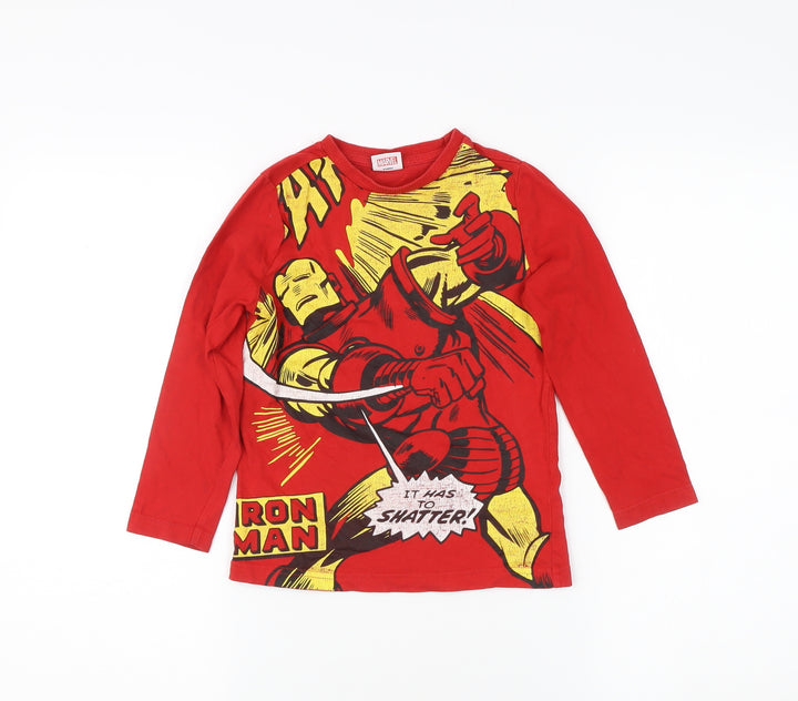 Marvel Boys Red Iron Man Long Sleeve T-Shirt, 5-6Y