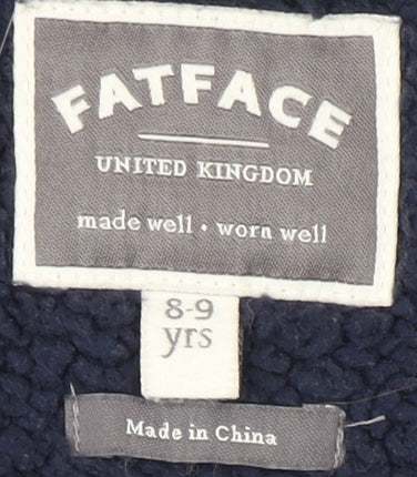 Fat Face Boys Blue Full Zip Wool Jumper, 8-9 Years, Winter Style