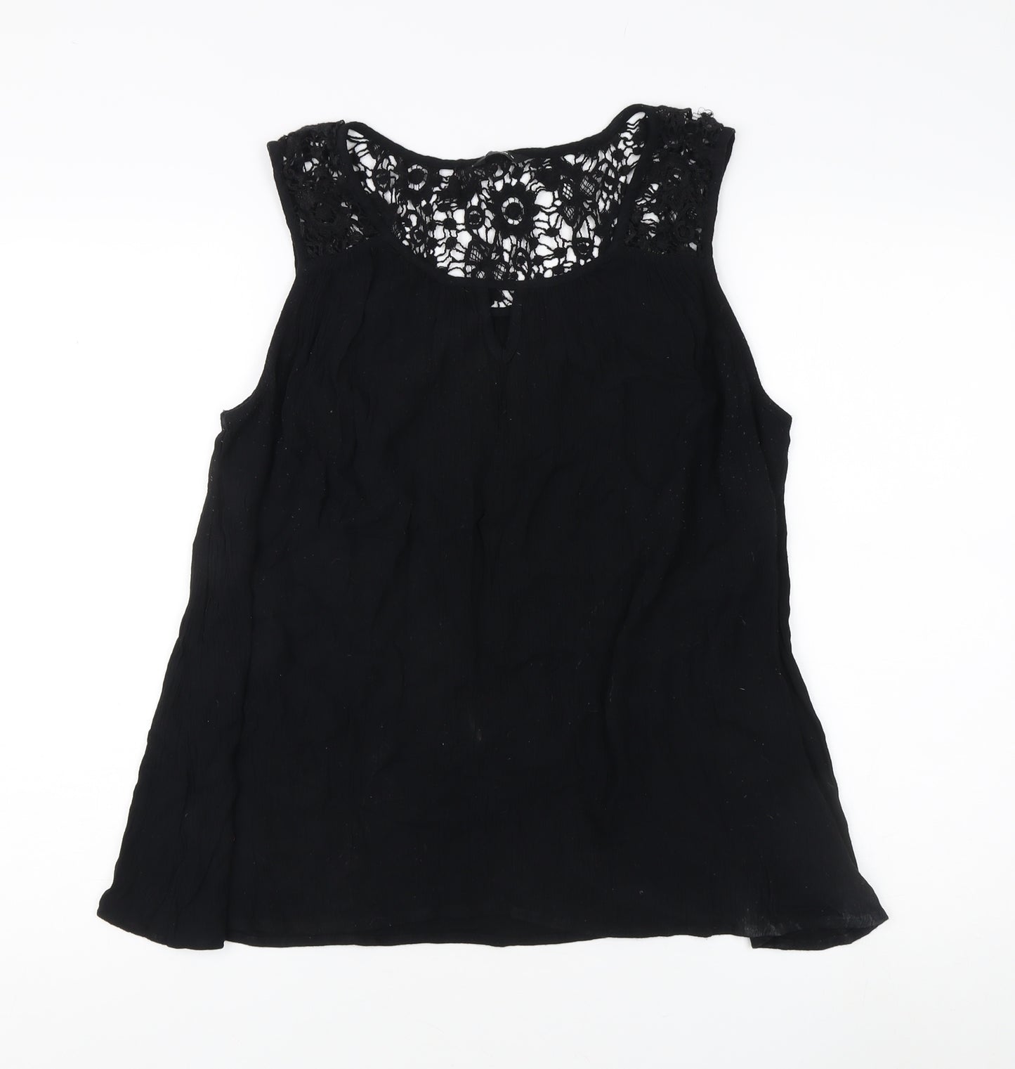Roman Women's Black Crochet Sleeveless Blouse - Size 16