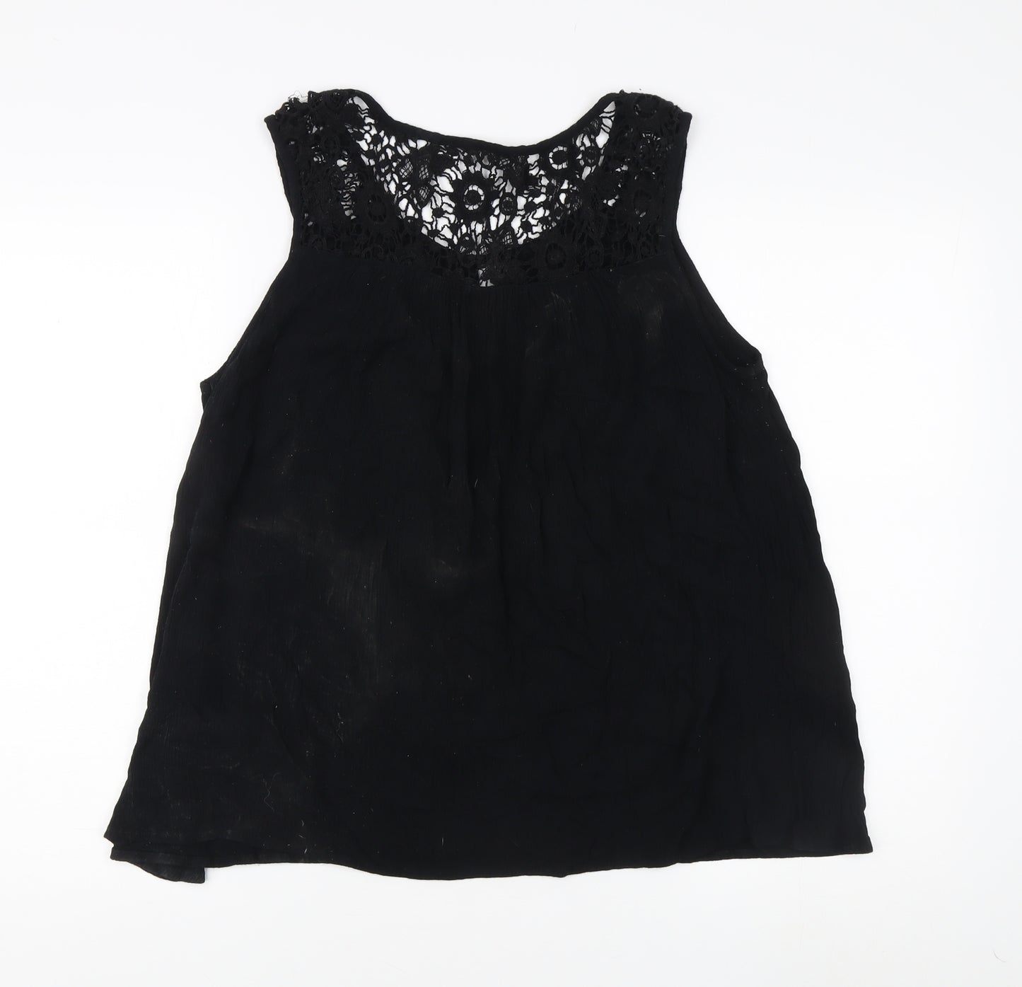 Roman Women's Black Crochet Sleeveless Blouse - Size 16