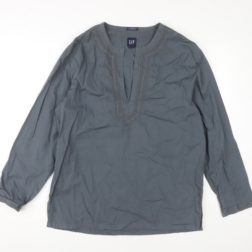 GAP Women's Grey Embroidered Blouse M