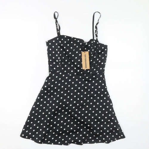 Sisterhood Women's Black Polka Dot A-Line Dress S