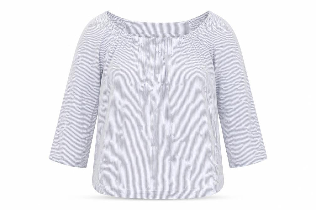 Front view of French Connection Women's Blue Striped Top, size 4