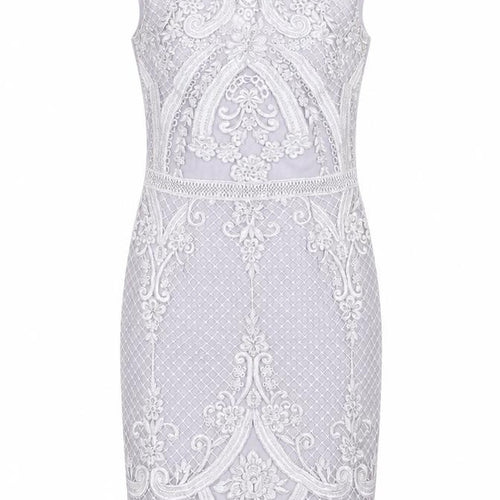 Lipsy Women's Grey Lace Bodycon Dress Size 12