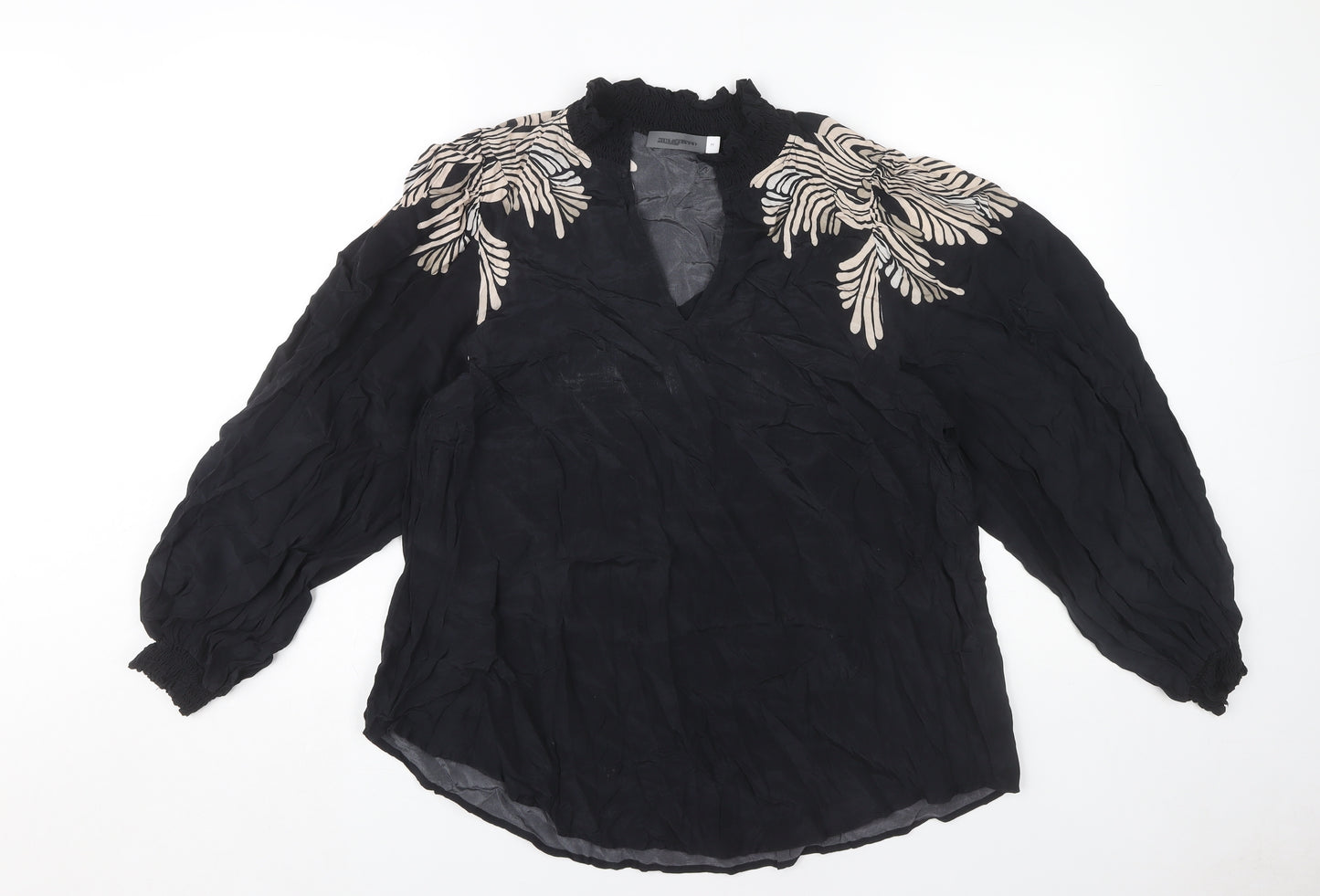 Mint Velvet Women's Black Embroidered Blouse M