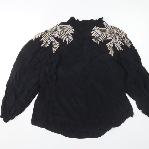 Mint Velvet Women's Black Embroidered Blouse M