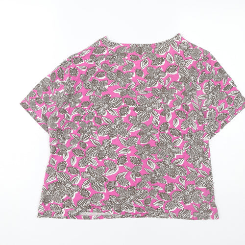 Viyella Women's Pink Floral V-Neck T-Shirt L