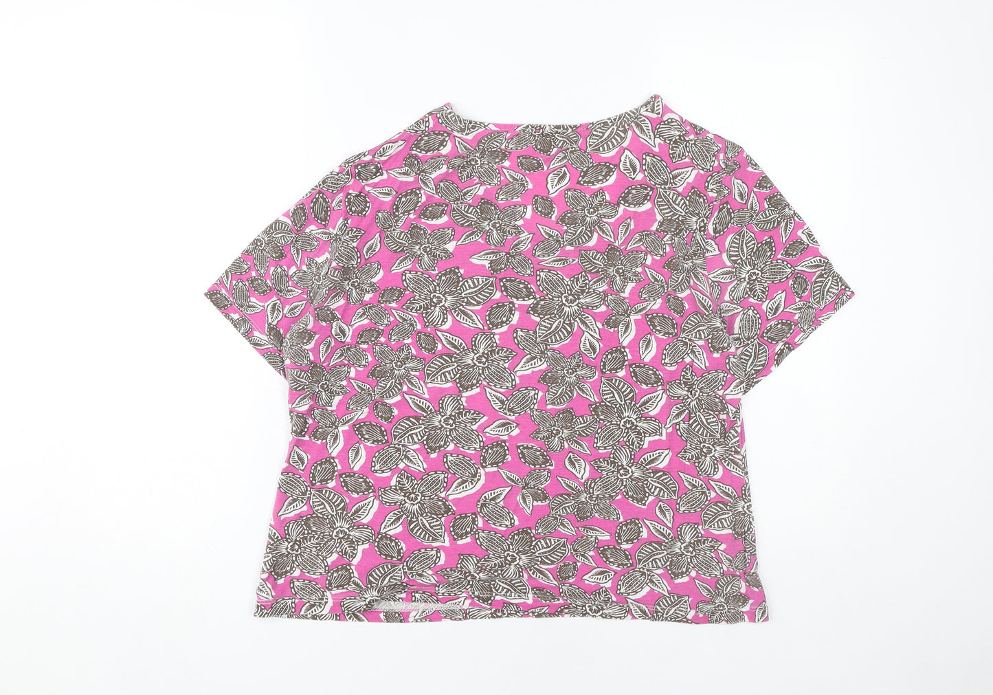 Viyella Women's Pink Floral V-Neck T-Shirt L