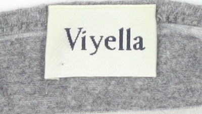 Viyella Women's Grey Striped Long Sleeve T-Shirt L