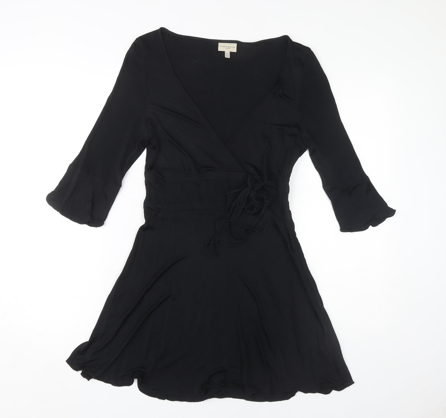 Karen Millen Women's Black Wrap Dress UK 14 Viscose