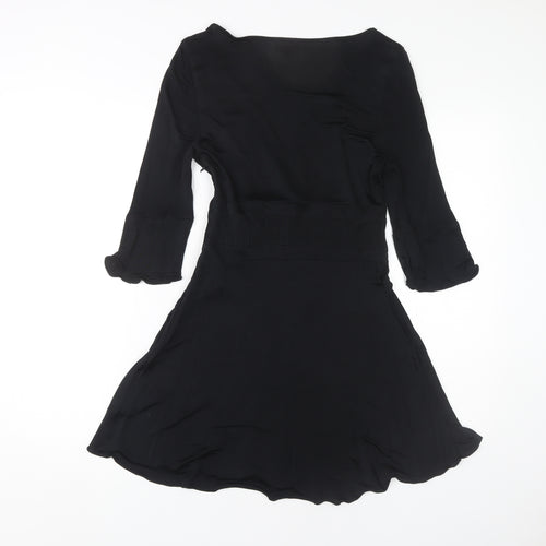 Karen Millen Women's Black Wrap Dress UK 14 Viscose