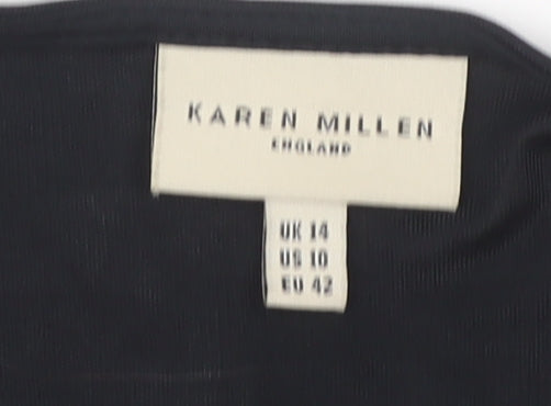 Karen Millen Women's Black Wrap Dress UK 14 Viscose
