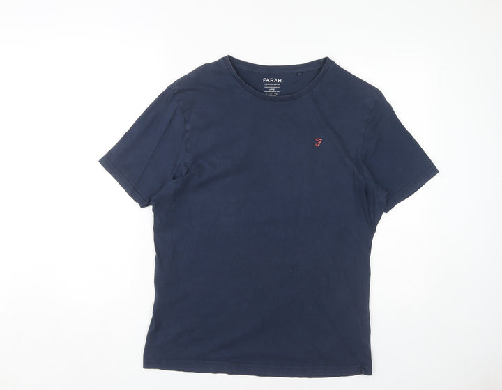 Farah Men's Blue Cotton Loungewear T-Shirt Large