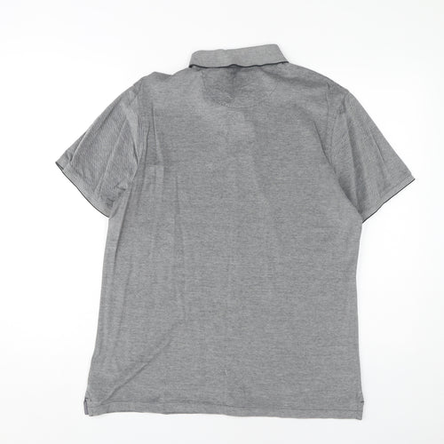 Jasper Conran Men's Grey Cotton Polo Shirt Size M