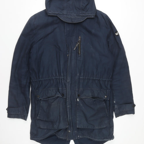 Original Penguin Men's Blue Parka M Cotton Hooded Jacket