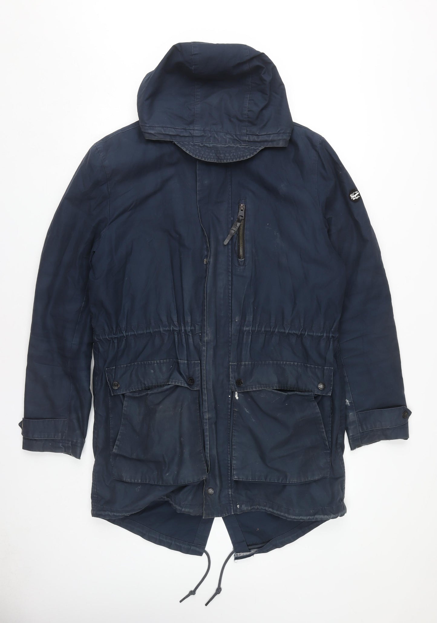 Original Penguin Men's Blue Parka M Cotton Hooded Jacket