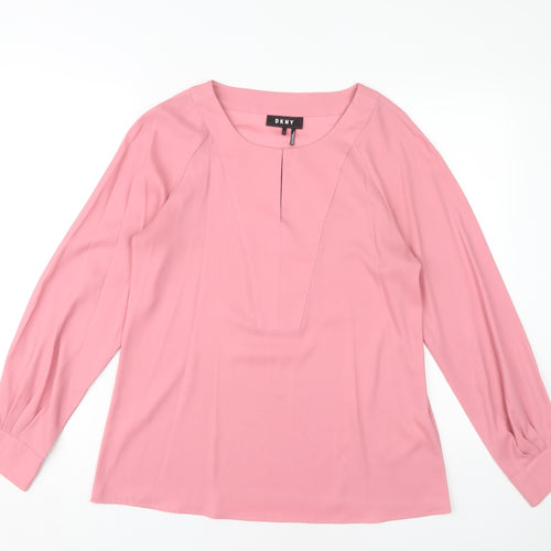 DKNY Women's Pink Blouse, Size S, Boat Neck