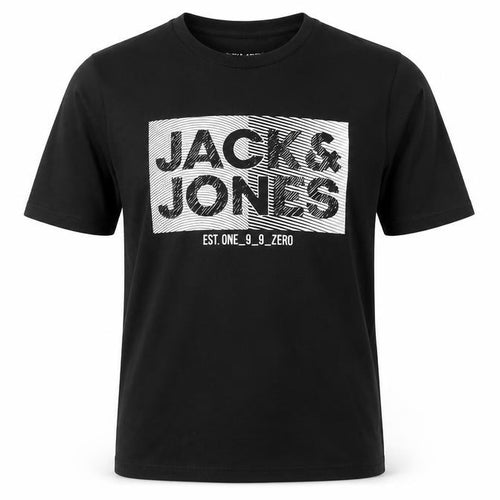 Jack & Jones Men's Black Graphic T-Shirt, M, Cotton