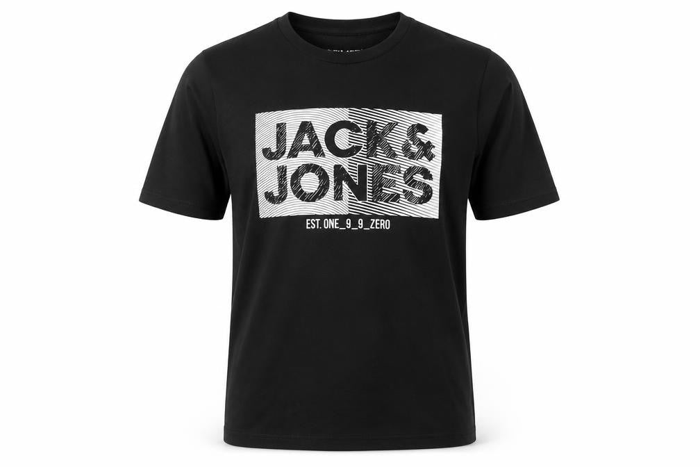 Jack & Jones Men's Black Graphic T-Shirt, M, Cotton