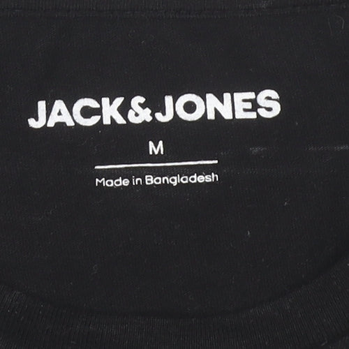 Jack & Jones Men's Black Graphic T-Shirt, M, Cotton